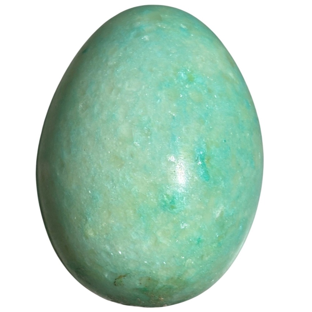 Vintage Green Marble Alabaster Stone Egg Polished Decorative Figurine 2.75"